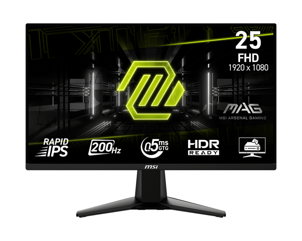 MSI MAG255F E20 24.5" FHD Rapid IPS Gaming Monitor – 200Hz, 0.5ms, AI Vision, FreeSync Premium