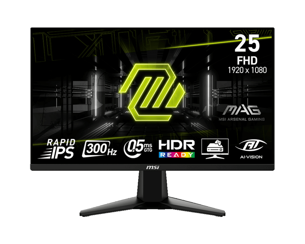 MSI MAG255XF 24.5" FHD Rapid IPS Gaming Monitor – 300Hz, 0.5ms, AI Vision, FreeSync Premium