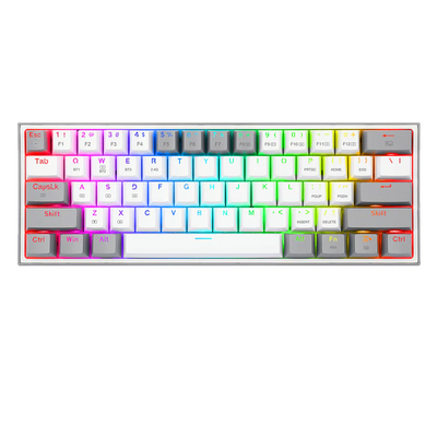 Redragon FIZZ PRO K616 60% 61-Key Tri-Mode Mechanical Gaming Keyboard – White & Grey, Red Switches