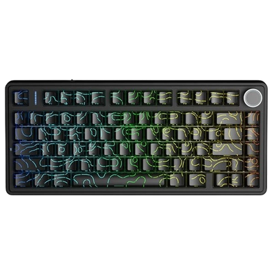 AULA F75 75% Tri-Mode Wireless Mechanical Gaming Keyboard with Knob – Black Contour, Star-Vector Switch