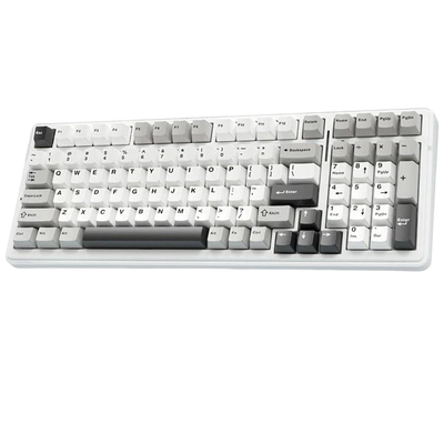 AULA F99 Full-Size Tri-Mode Mechanical Gaming Keyboard – Grey White, Graywood Switch