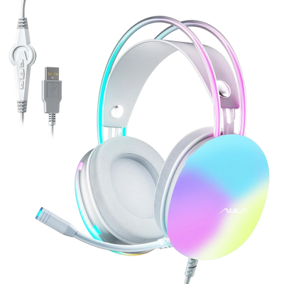 AULA S505 RGB Wired Gaming Headset with Adjustable Microphone