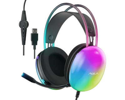 AULA S505 RGB Wired Gaming Headset with Adjustable Microphone Black