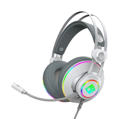 Cosmic Byte Proteus USB & 3.5mm Dual Input Gaming Headset with 7.1 Virtual Surround Sound, ENC Detachable Microphone & RGB Lighting White