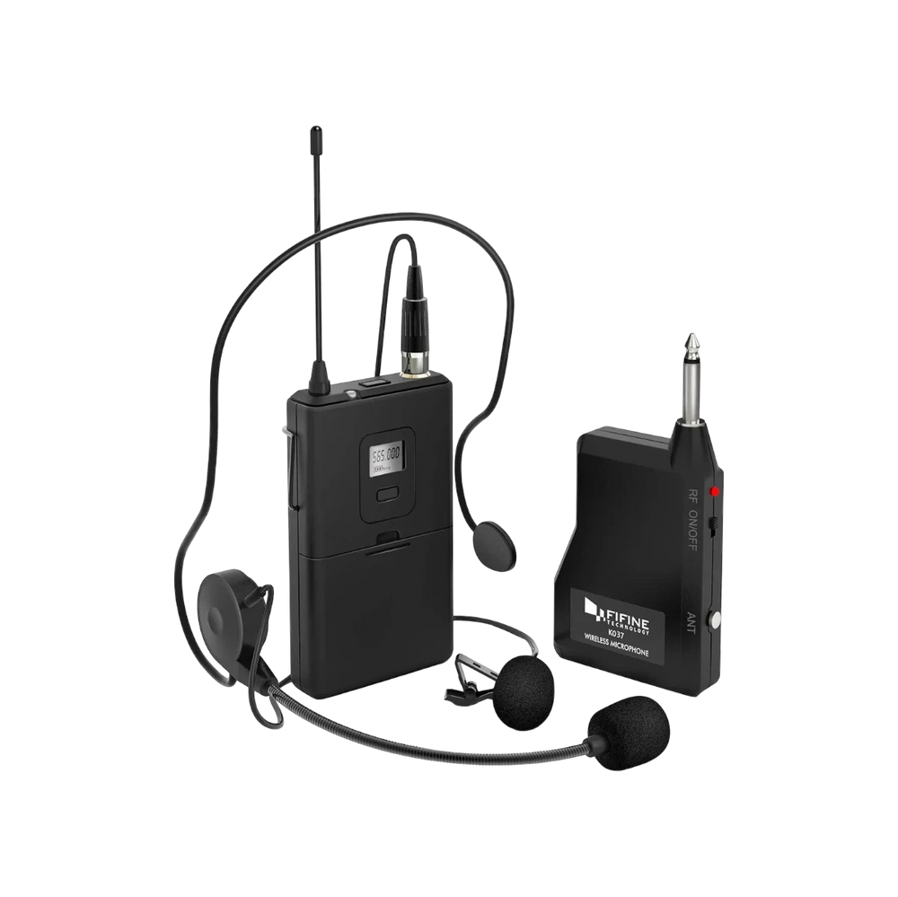 FIFINE K037B Wireless Lavalier & Headset Microphone System with UHF Receiver