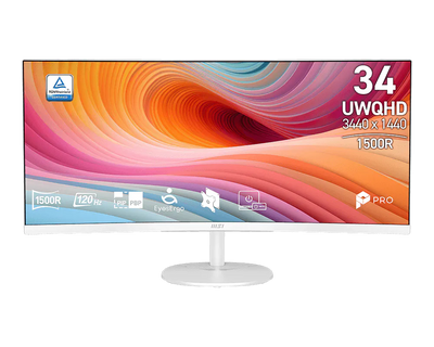 MSI PRO MP341CQW E12 34-inch UWQHD Curved Monitor White